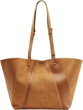 Patrizia Pepe Incomplete Panelled-Suede Shoulder Bag - Dames - Shoppers - Bruin - ONE Size - Leer - Tassen