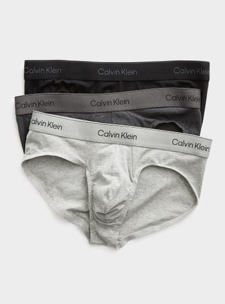 Calvin Klein Mens Black/grey briefs Icon Cotton Stretch 3-pack