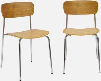 Sweeek Sweeek - Silla vintage de metal y contrachapado, set de 2, Toby, Gris perlado, 43.5x51x77 cm