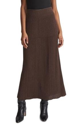 Lafayette 148 New York Glitter Rib Midi Sweater Skirt in Wood Metallic at Nordstrom Rack, Size Large