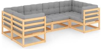 vidaXL Juego De Muebles De Jard&iacute;n 6 Pzas Y Cojines Madera Maciza Pino Vidaxl