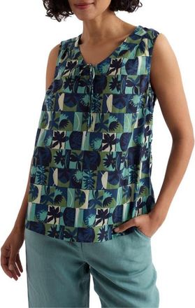 Seasalt Cornwall Cobbs Well Printed Sleeveless Organic Cotton Top in Floral Splice Sardine at Nordstrom, Size 14