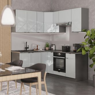 Vicco Cocina Esquinera Fame-line, Azul Claro/gris Antracita, 160 X 190 Cm, Et Antracita, Vicco