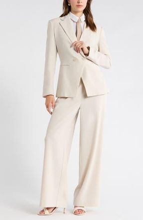 Leith Tailored Double Breasted Blazer in Beige Pumice at Nordstrom Rack, Size X-Small