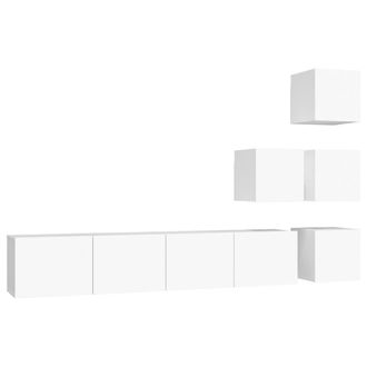 vidaXL Mueble De Pared Para Tv Madera Contrachapada Blanco Vidaxl