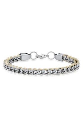 HMY Jewelry Stainless Steel Curb Chain Bracelet in Silver/gold at Nordstrom Rack