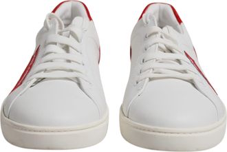 Dolce & Gabbana White Suede Leather Low Top Sneakers Mens Shoes (Pre-Owned)