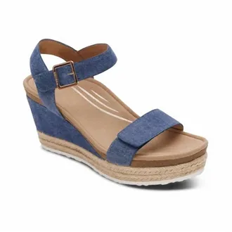 Aetrex Womens Sydney Espadrille Quarter Strap Sandals In Denim
