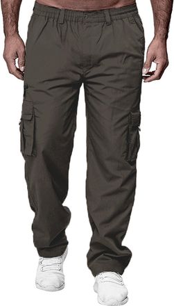 Generic Mens Cargo Trousers Cotton Hiking Pants Work Sweatpants Casual Twill Cargo Combat Pants Stretch Athletic Jogger Sports Trousers Relaxed Fit Jogging Bo