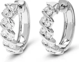 Vir Jewels 3/4 cttw Lab Grown Diamond Hoops Earrings in Sterling Silver With Hidden Post For Women