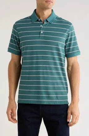 14th & Union Stripe Cotton Blend Polo in Teal Biff Stripe at Nordstrom Rack, Size Xx-Large