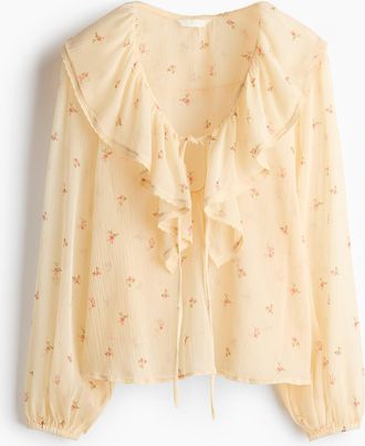 H&M Crinkled chiffon blouse - Yellow