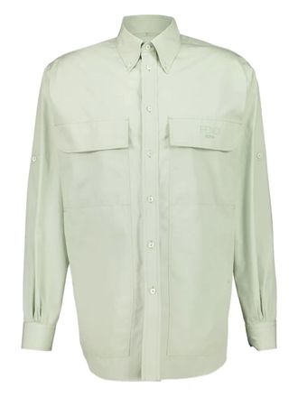 Fendi button-up pocket shirt - men - Cotton - S - Green