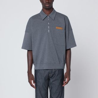 Bottega Veneta Dark grey polo shirt with Intrecciato detail