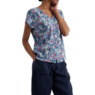 Seasalt Cornwall Studio Glass Organic Cotton Button-Up Top in Spring Stems Seascape Mix at Nordstrom, Size 10 Us
