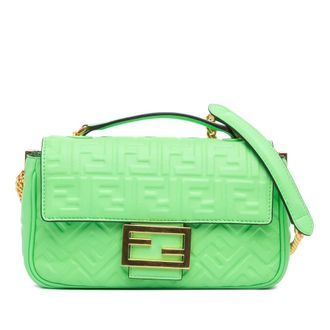Fendi Pre-owned Fendi Zucca Embossed Leather Chain Midi Baguette BBR793 AH9C 238 0189