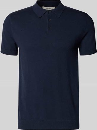 Selected Regular Fit Poloshirt aus reiner Baumwolle Modell BERG in Blau Melange, Gr&ouml;&szlig;e XXL