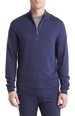 Mizzen+Main Cassady Quarter Zip Sweater in Medieval Blue Heather at Nordstrom, Size Large