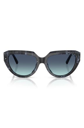 Tiffany & Co. 55mm Gradient Pillow Sunglasses in Striped Black /Azure Blue at Nordstrom