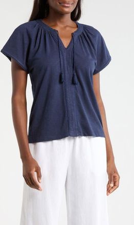 Tommy Bahama Pompom Trim T-Shirt in Coastline at Nordstrom, Size X-Small