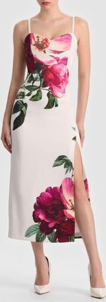 Alice & Olivia Nina Placed Floral Dress in Empress Bloom Off White at Nordstrom, Size 12