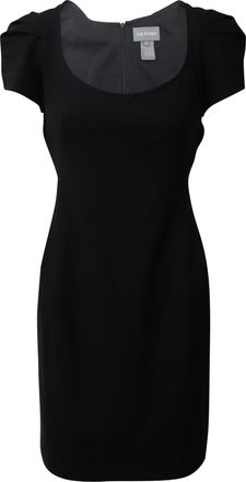 Zac Posen Pleated Sleeve Mini Dress in Black Lana Vergine