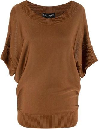 Dolce & Gabbana Chocolate Brown Fine-Knit Batwing Sweater Size XS