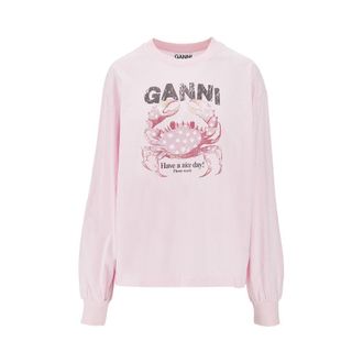 Ganni Jersey t-shirt with Crab print Woman XS