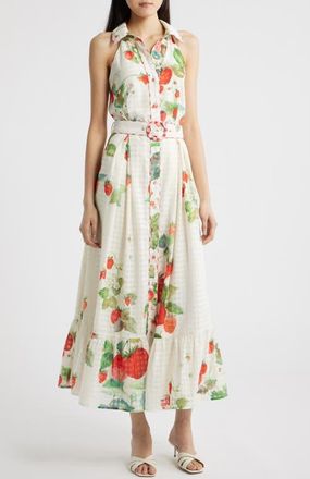 Ciebon Katerina Strawberry Print Sleeveless Shirtdress in Off White Multi at Nordstrom, Size X-Small