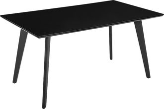 Beliani Mesa De Comedor Negra 150 X 90 Cm Mdf Tablero Patas De Metal Cocina Dorcas