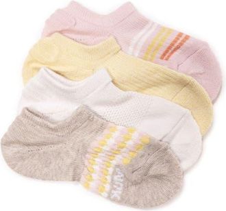 Muk Luks Womens Dream Step No Show Sock Liner, 4 Pair Pack in Yellow/pink at Nordstrom