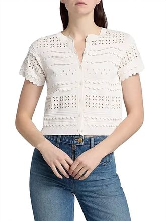 Ulla Johnson Abriana Eyelet Knit Cardigan In Ivory