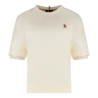 Moncler T-Shirts, female, Beige, M, Stretch Cotton T-Shirt