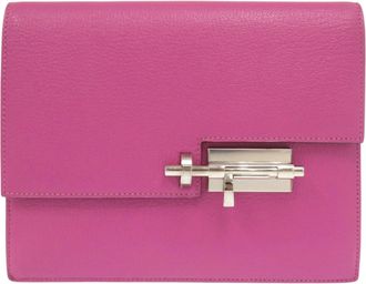 Herm&egrave;s Rose Purple Chevre Leather Clutch Bag (Pre-Owned)