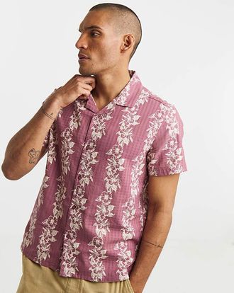 Jacamo Printed Textured Shirt- Dusty Pink
