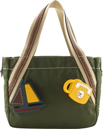 Prada Khaki Nylon Tote Bag (Pre-Owned)