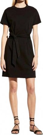 Vince Short Sleeve Waist Tiedress In Black