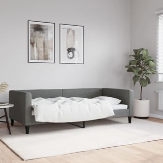 vidaXL Sof&aacute; Cama Sin Colch&oacute;n Tela Gris Oscuro 90x190 Cm Vidaxl