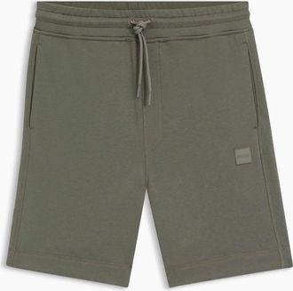 HUGO BOSS Mens BOSS Orange Sewalk Mens Cotton-Terry Shorts With Logo Badge - Open Grey 076 - Size: 35/34/32