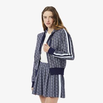Lacoste Hoodie in jacquard met monogram en ritssluiting