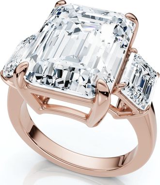 Pompeii3 Certified 12Ct Emerald Cut Three Stone Diamond Engagement Ring Lab Grown