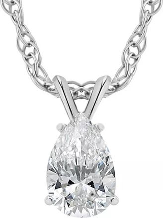 Pompeii3 1Ct Pear Solitaire Diamond Pendant Necklace 14k White Gold Lab Grown Size: Medium