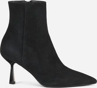 AGL Alla Bootie Heeled Ankle Boot in Velour in Black at Nordstrom, Size 38.5