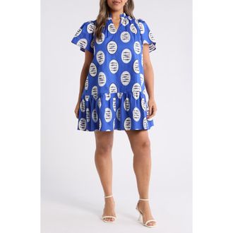 Sugarlips Sardine Sea Azari Cotton Shift Minidress in Navy-Cream-Black at Nordstrom, Size 2X