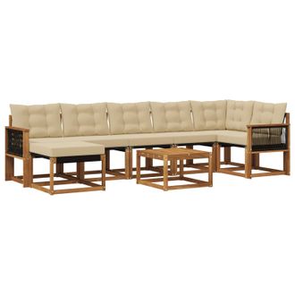vidaXL Conjunto De Sof&aacute;s De Exterior Con Coj&iacute;n 8 Pcs Natural Y Beige Vidaxl