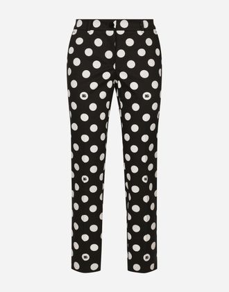 Dolce & Gabbana Cotton Pants With Polka-dot Print - Woman Pants And Shorts Print 38