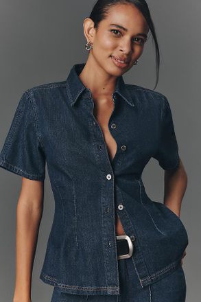 DL1961 Joice Short-Sleeve Waisted Buttondown Shirt