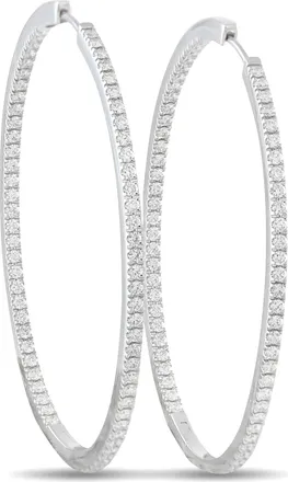 Memoire 18K White Gold 1.45ct Diamond Inside-Out Oval Hoop Earrings ME12-050426