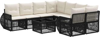 vidaXL Conjunto De Sof&aacute;s De Jard&iacute;n 9 Uds. Negro Rat&aacute;n Sint&eacute;tico Vidaxl