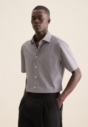 Seidensticker Businesshemd SEIDENSTICKER Regular, Herren, Gr. XXL45, normale &Auml;rmell&auml;ngen, grau (anthrazit), 100% Baumwolle, bedruckt, regular fit, gerader Abschluss